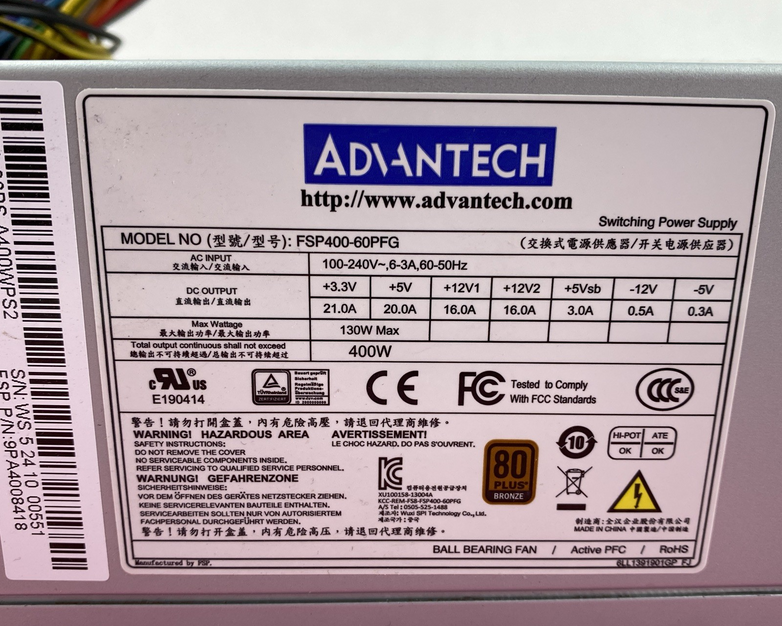Advantech FSP400-60PFG 80 Plus Bronze 400W Switching Power Supply