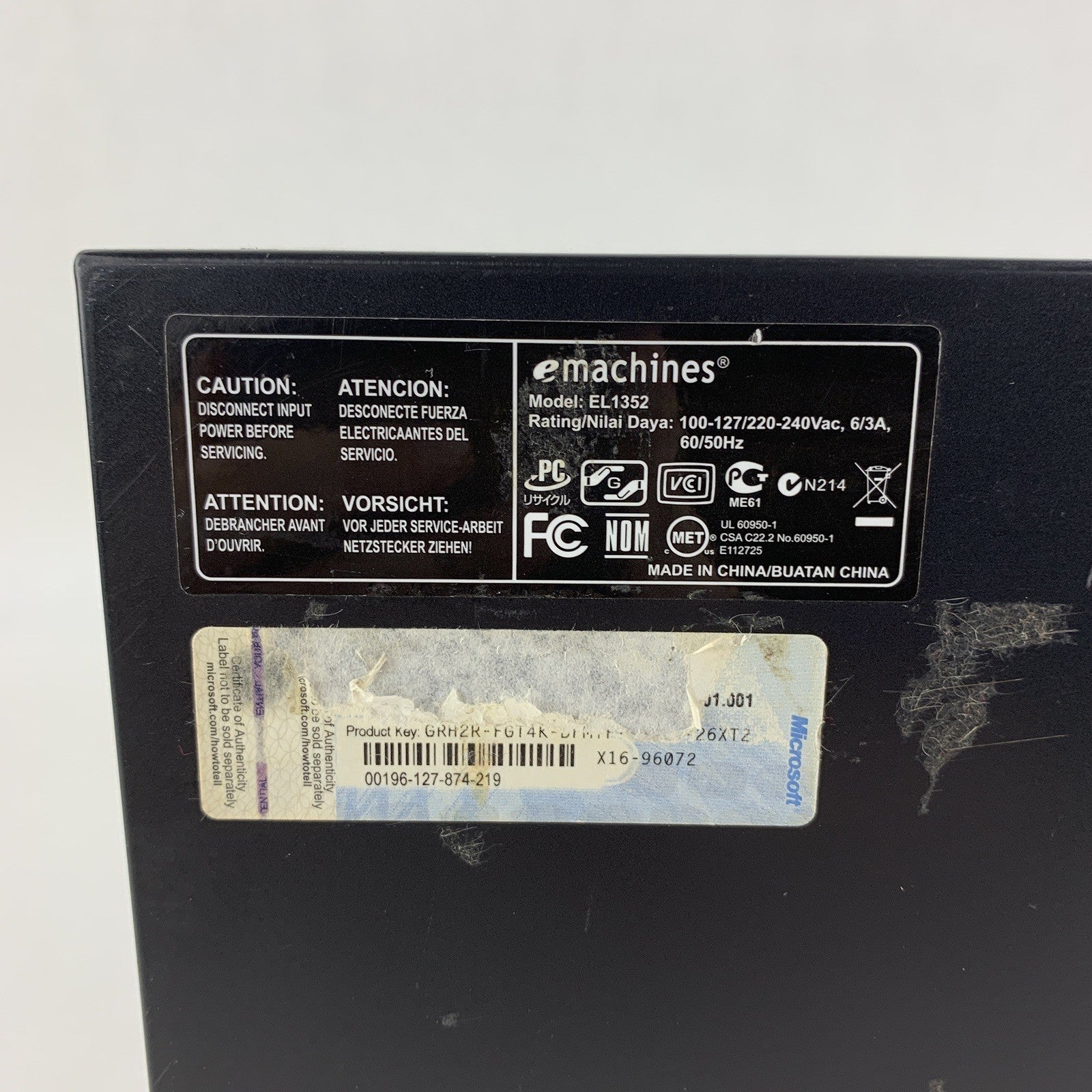 eMachines EL1352-23e SFF AMD Athlon II x2 255 3.10 GHz 4 GB RAM No HDD No OS
