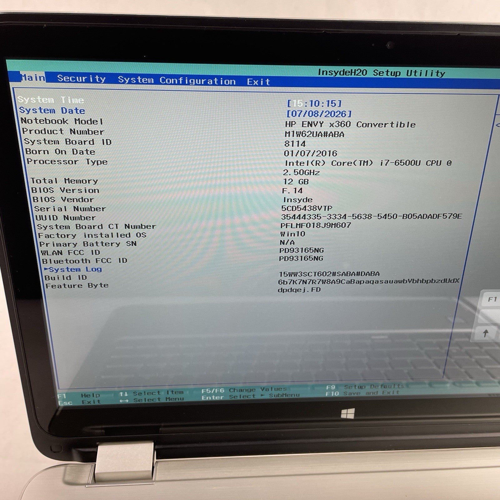 HP Envy 15-u483cl 15.6" i7-6500U 2.50 GHz 12 GB RAM No SSD/OS/AC/Batt1