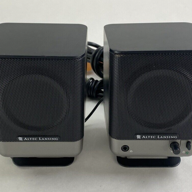 Altec Lansing Pair of Mini Portable Computer Speakers 221 For Parts or Repair