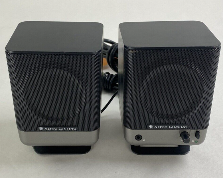 Altec Lansing Pair of Mini Portable Computer Speakers 221 For Parts or Repair
