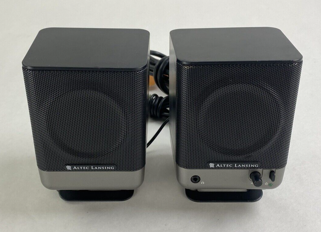 Altec Lansing Pair of Mini Portable Computer Speakers 221 For Parts or Repair