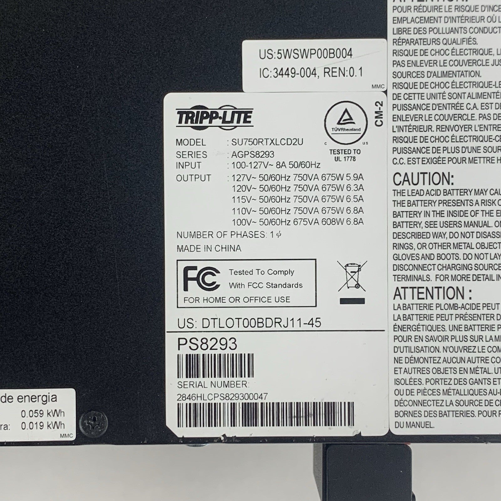 Tripp Lite SU750RTXLCD2U SmartOnline 120V 750VA 675W UPS Tested No Batteries9