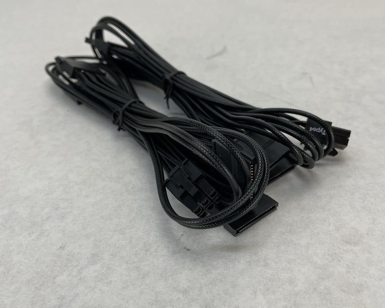 Unbranded Braided 6 Pin to 4 x SATA Driver Power Supply Modular Cable Lot of 2