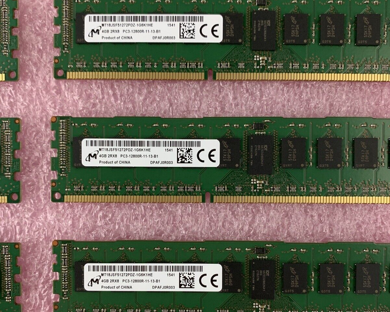 Lot of 8 Micron 4GB PC3-12800R DDR3 ECC SERVER RAM MT18JSF51272PDZ-1G6K1HE