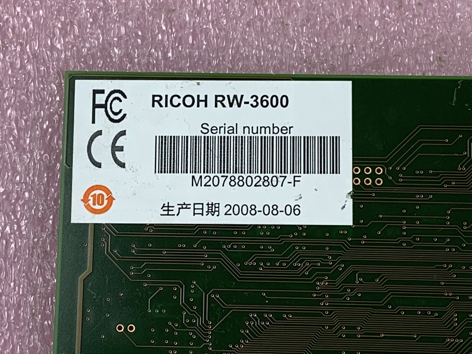 RICOH RW-3600 D2.1 PCI Controller Card M2078802807-F Full Height Card
