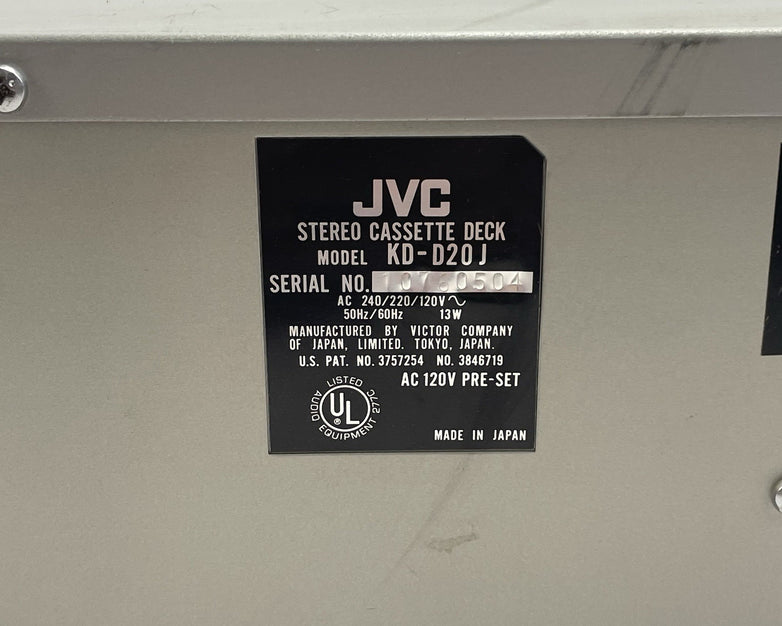 JVC KD-D20J Stereo Cassette Deck Tested For Parts