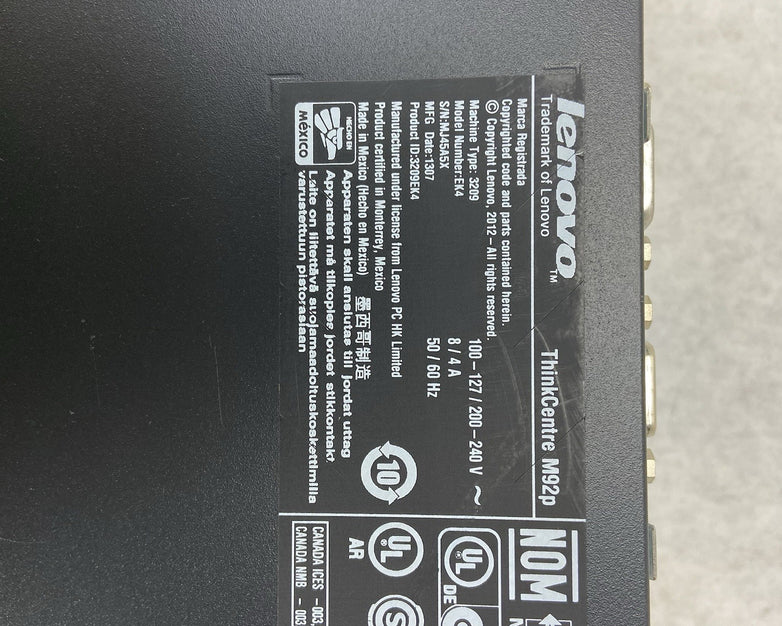 Lenovo ThinkCentre M92P DT Intel Core i5-3770 3.4GHz 4GB RAM No HDD No OS