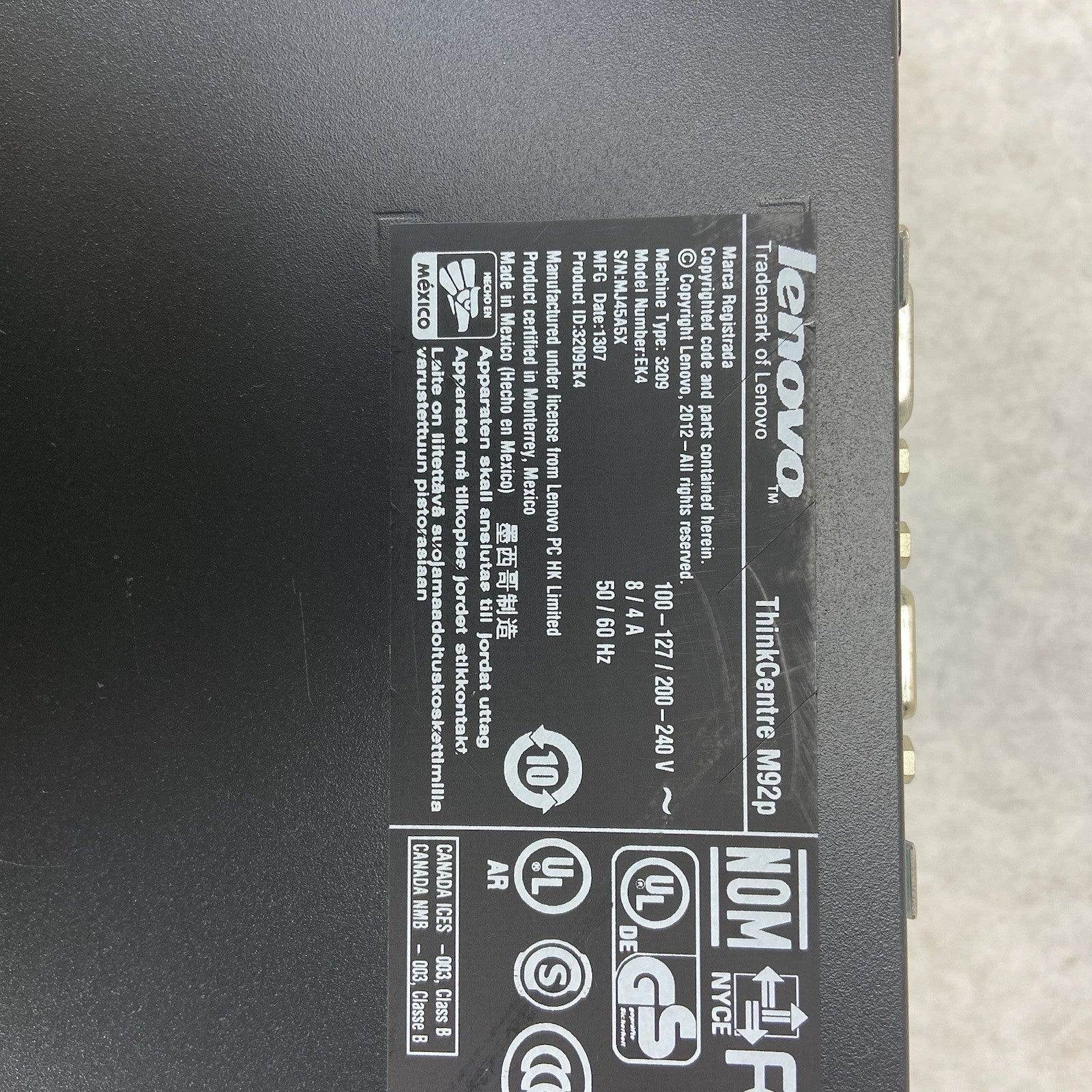 Lenovo ThinkCentre M92P DT Intel Core i5-3770 3.4GHz 4GB RAM No HDD No OS5