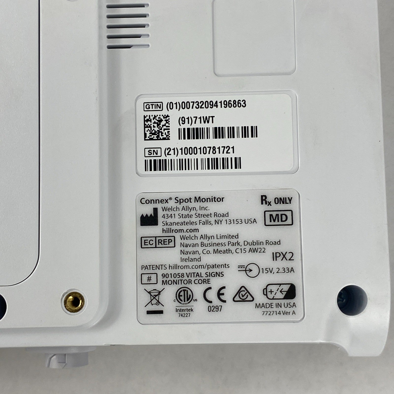 Welch Allyn 71WT Connex Spot Monitor 901058 Vital Signs Monitor Core - READ12