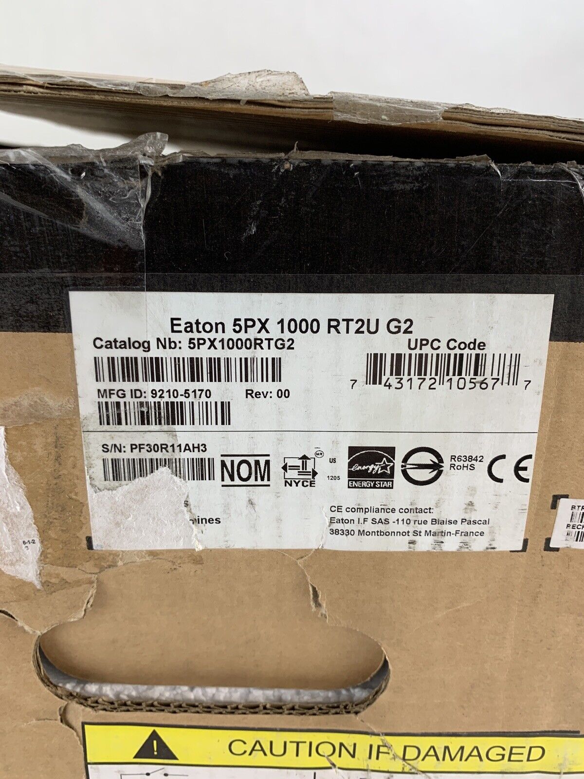 Eaton 5PX1000RTG2 1000W 120V Line-Interactive UPS MFG 3/2024 Recharge 12/2024