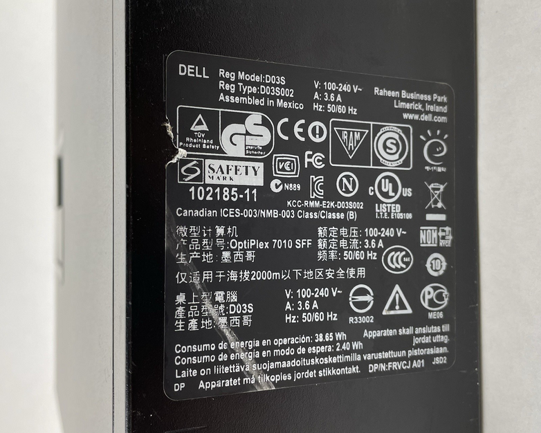 Dell Optiplex 7010 SFF i5-3570 3.40 GHz 4 GB RAM No HDD/OS