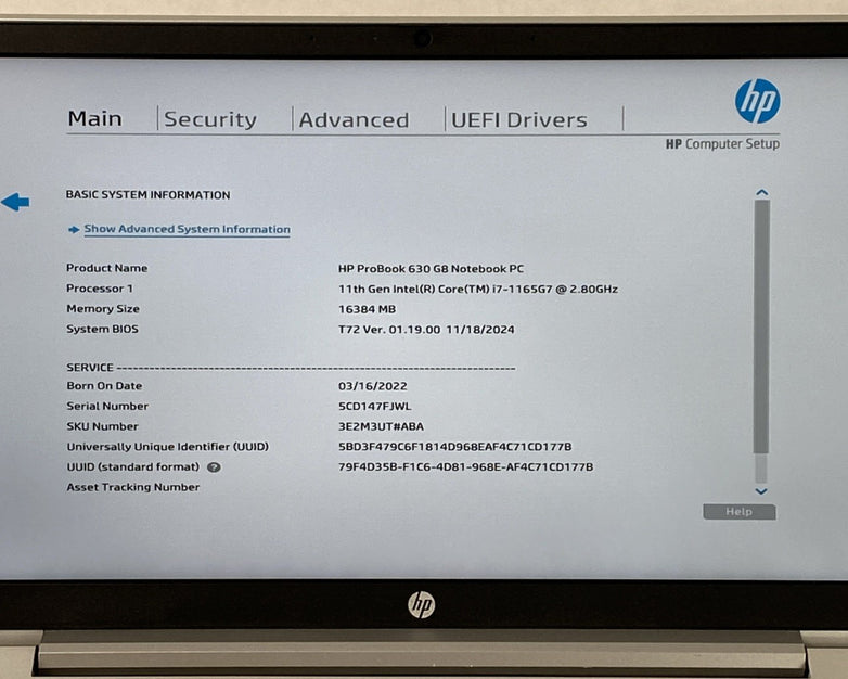 HP ProBook 630 G8 Intel Core i7-1165G7 2.80GHz 16GB RAM 13.3" No HDD No OS No AC