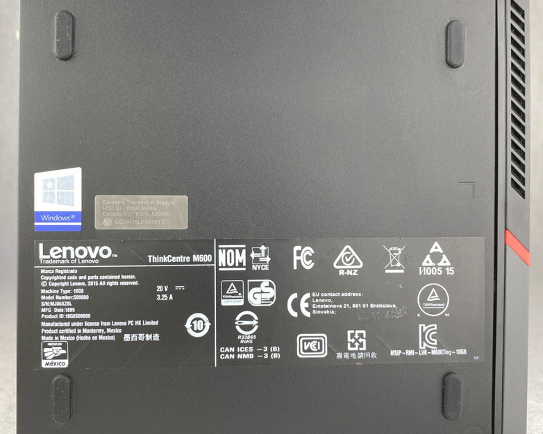 Lenovo ThinkCentre M600 Micro Intel Pentium J3710 1.6GHz 8GB RAM No AC HDD OS