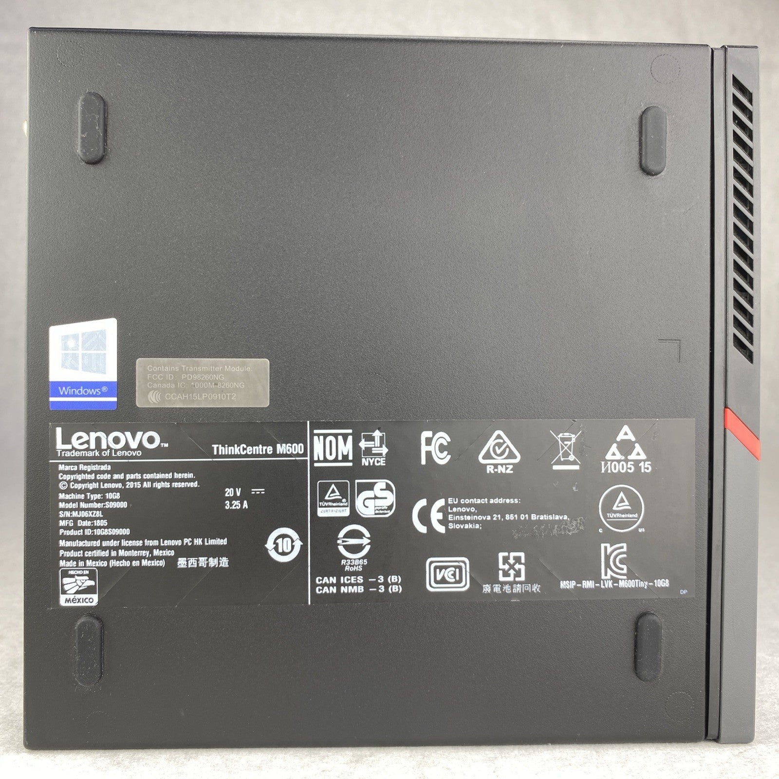 Lenovo ThinkCentre M600 Micro Intel Pentium J3710 1.6GHz 8GB RAM No AC HDD OS