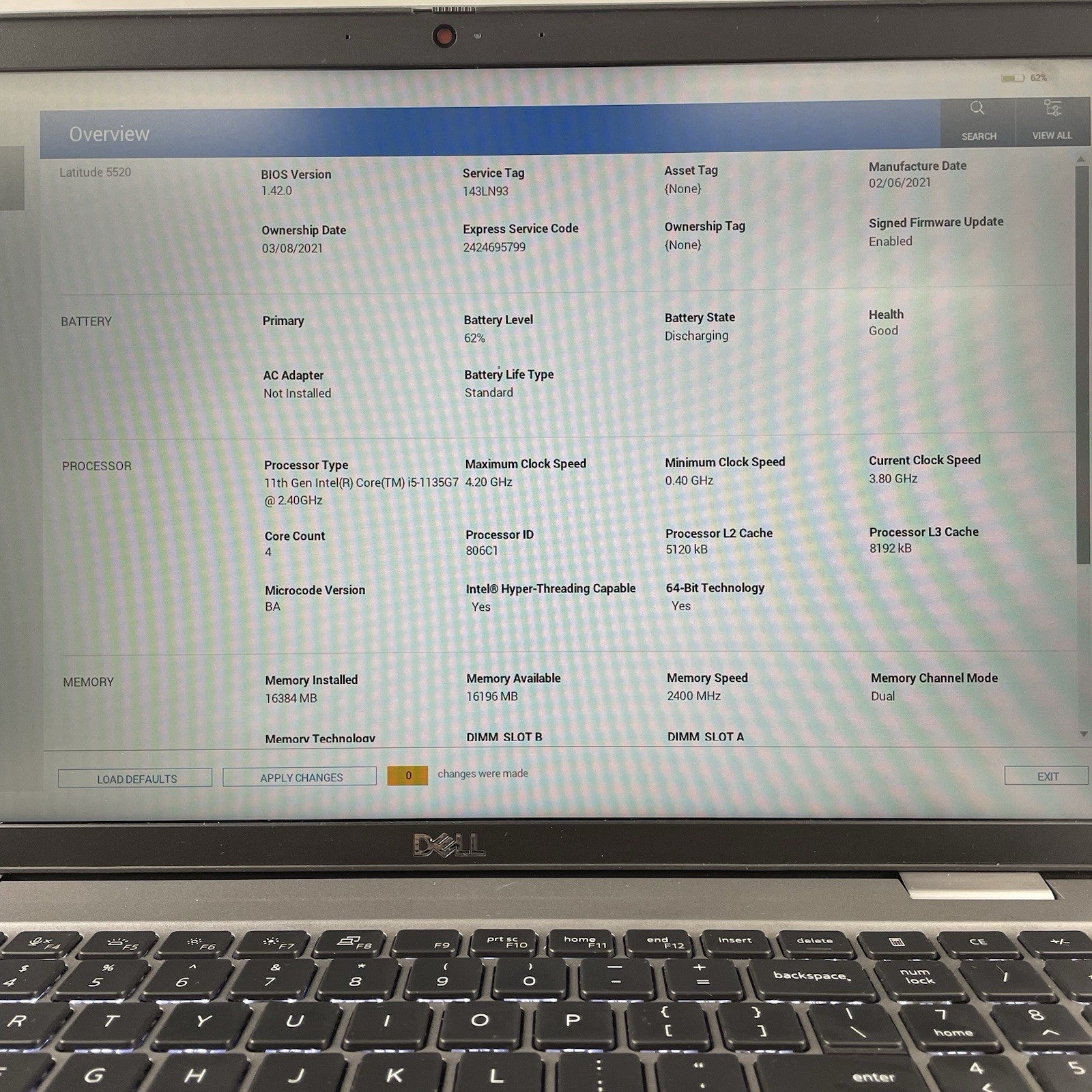 Dell Latitude 5520 15.6" i5-1135G7 2.40 GHz 16 GB RAM No SSD/OS/AC - Worn2