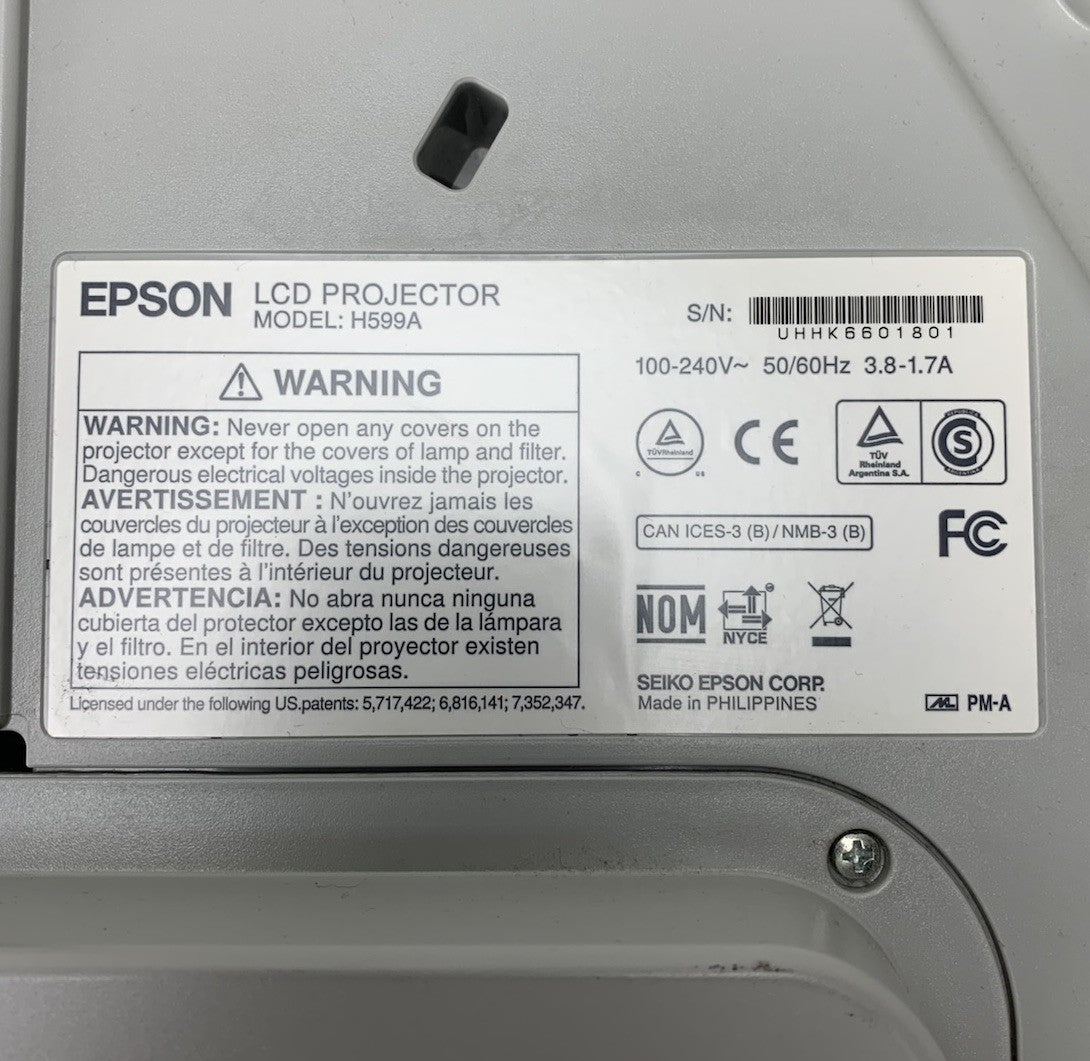Epson H599A BrightLink 595Wi LCD Lamp Projector 1231 Lamp Hours No Remote7