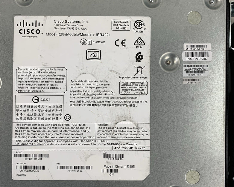 Cisco ISR4221 4200 Series Integrated Services Router Tested W/ Mount and PSU