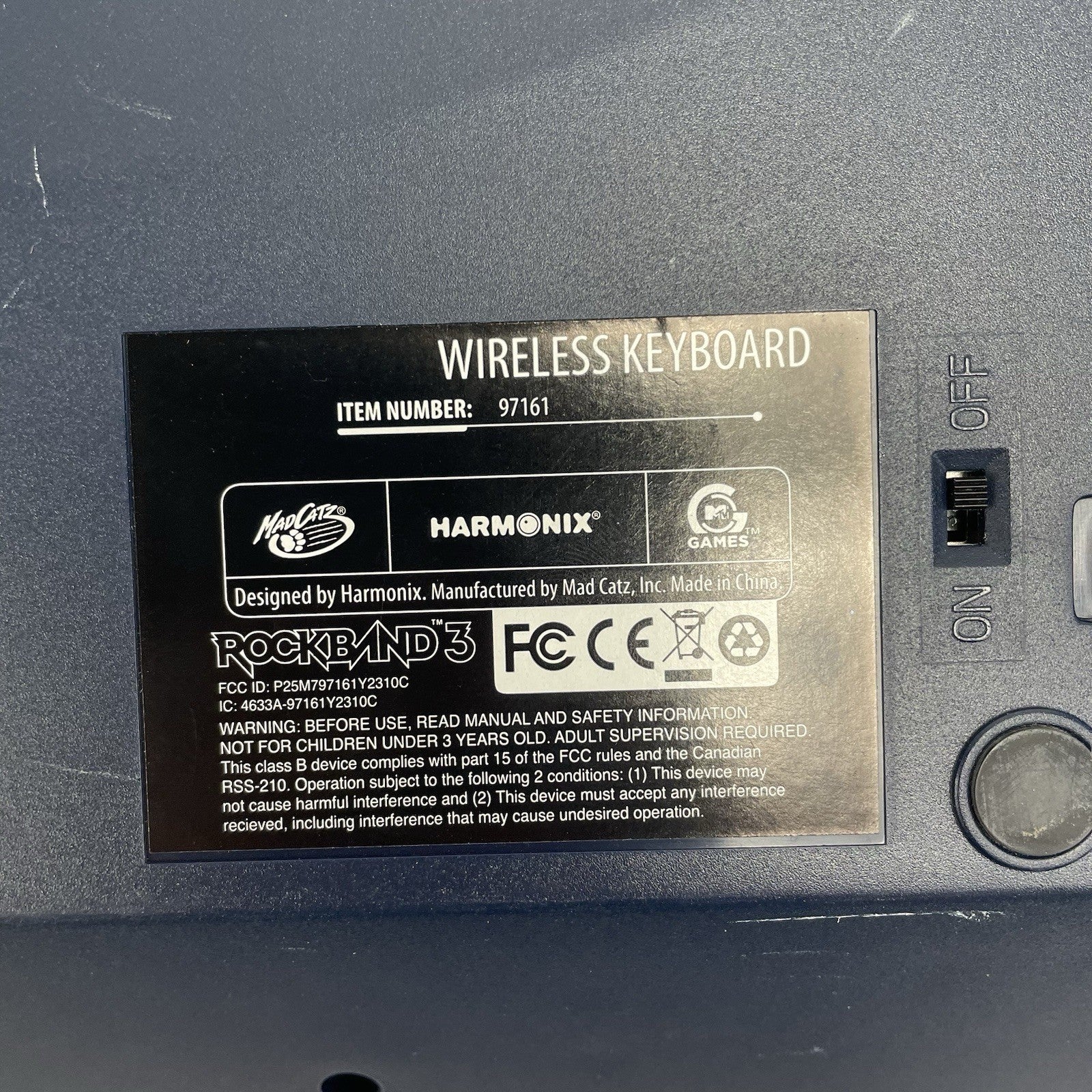 Rock Band 3 Wireless Keyboard Controller PlayStation 3 No USB Dongle No Game