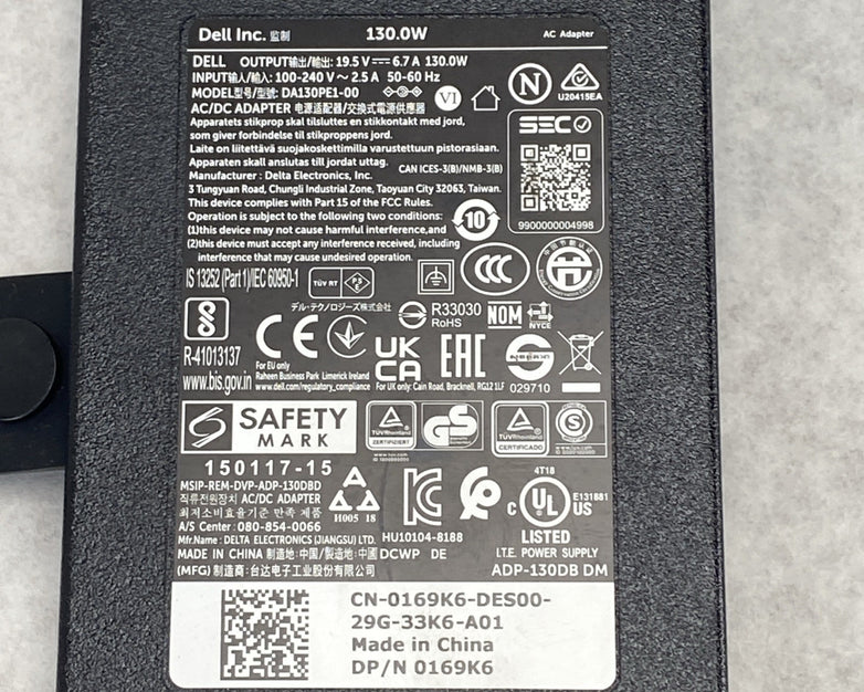 Dell DA130PE1-00 7.4mm Barrel 130W 19.5V 6.7A Charger AC Adapter (Lot of 2)