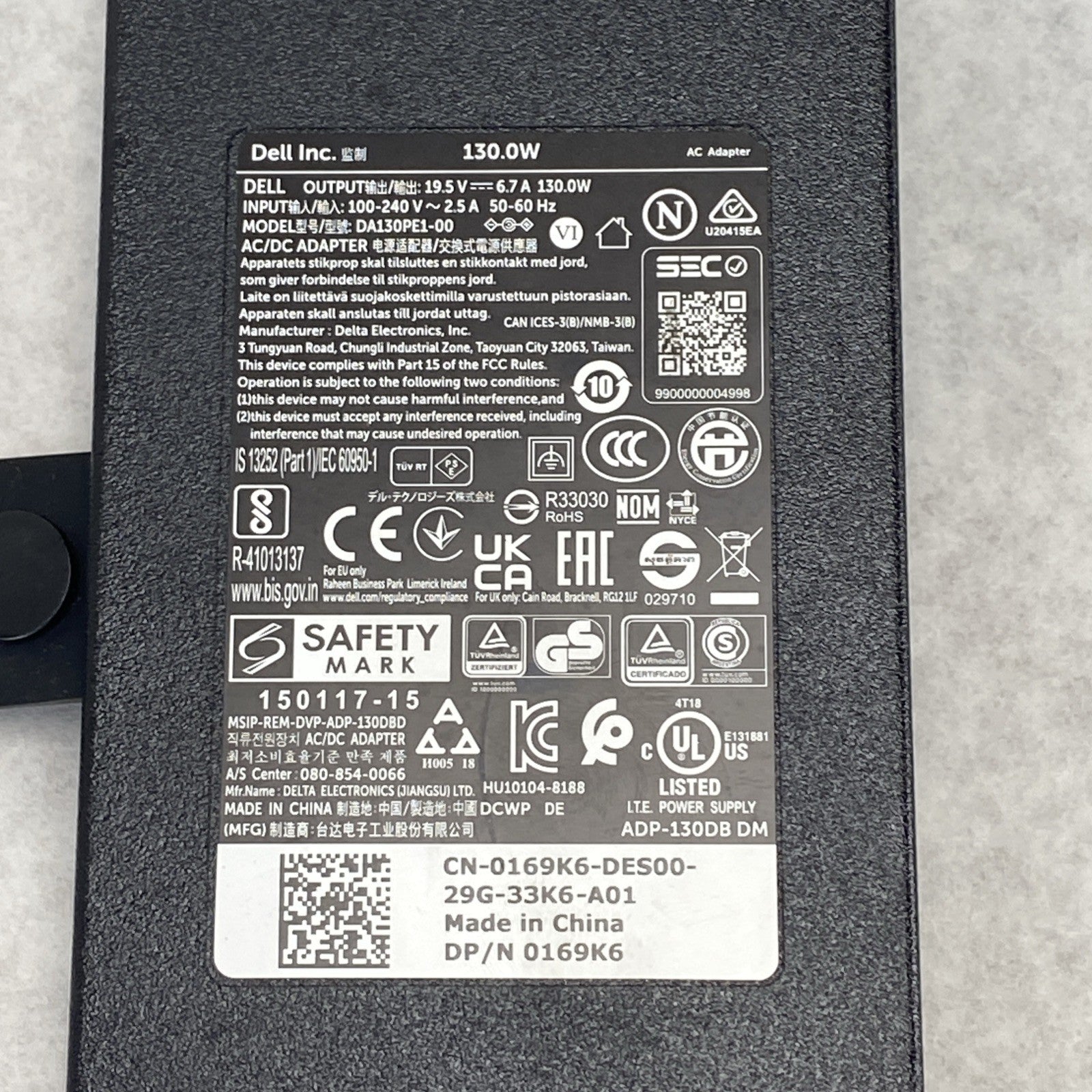 Dell DA130PE1-00 7.4mm Barrel 130W 19.5V 6.7A Charger AC Adapter (Lot of 2)