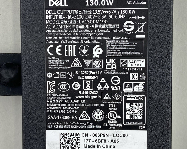 Dell 130W AC Adapter Charger LA130PM121 7.4mm 19.5V