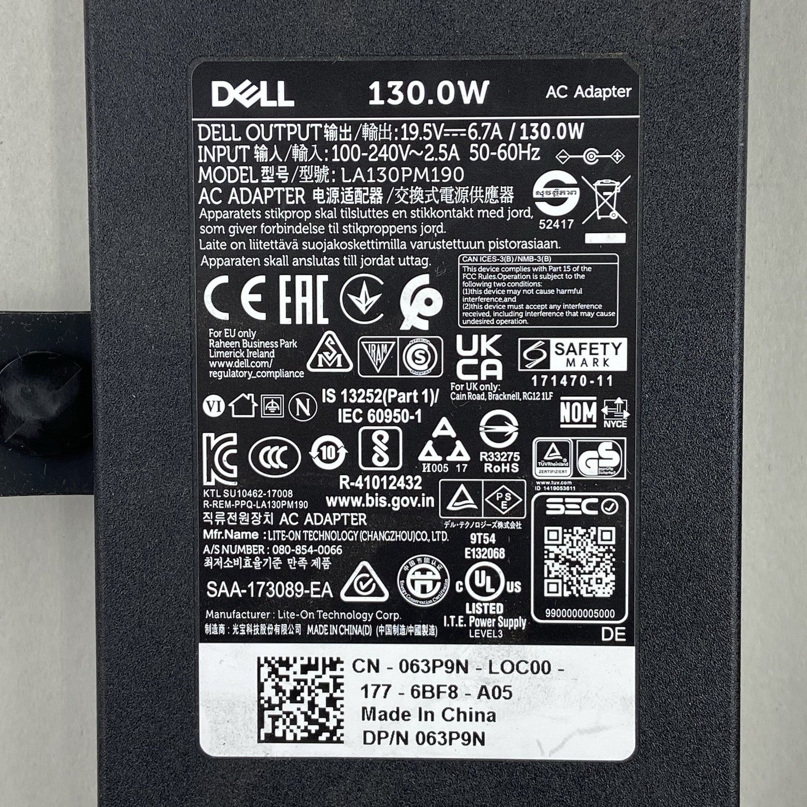 Dell 130W AC Adapter Charger LA130PM121 7.4mm 19.5V3