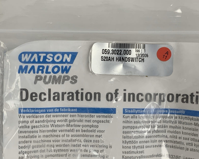 Watson-Marlow Pumps 520Ah Handswitch New
