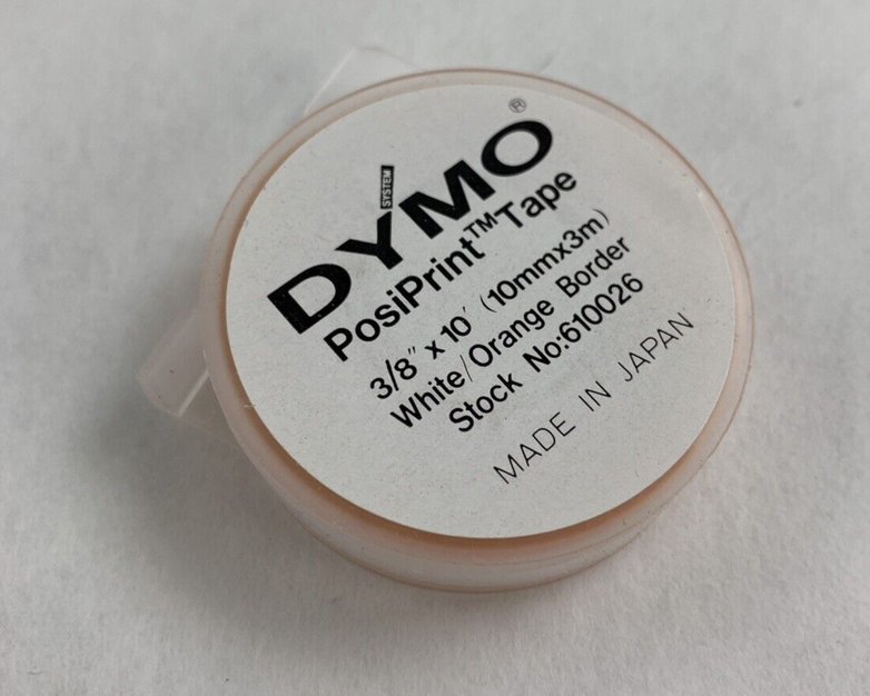 Dymo 610026 Esselte PosiPrint Labeling Tape White Orange Border 3/8"x10" 9 Rolls