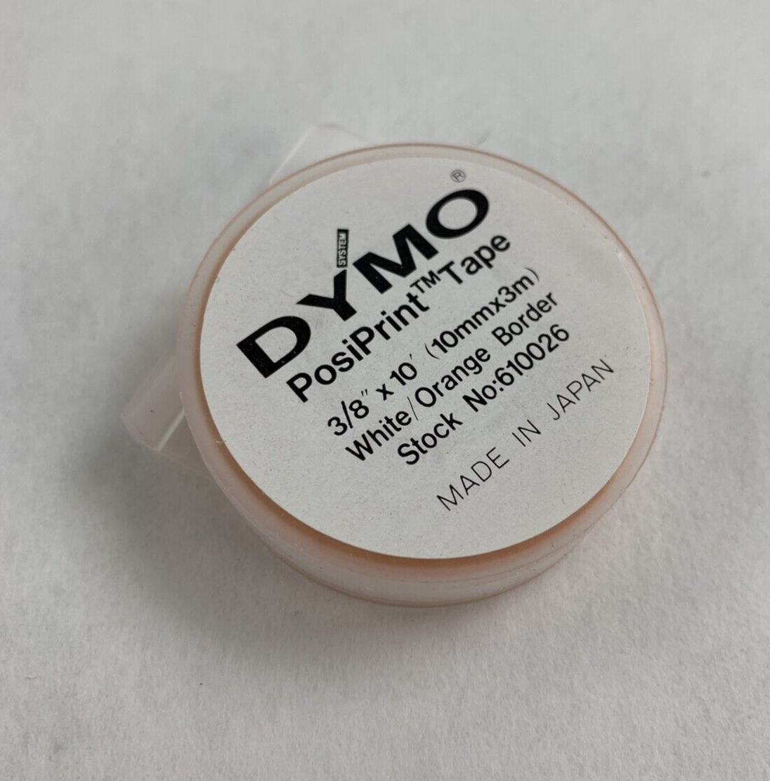 Dymo 610026 Esselte PosiPrint Labeling Tape White Orange Border 3/8"x10" 9 Rolls