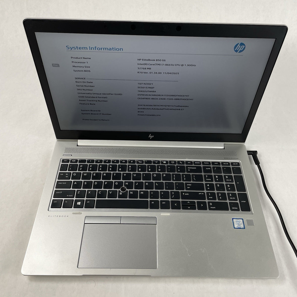 HP EliteBook 850 G6 i7-8665U 1.90 GHz 32 GB RAM No SSD/OS/AC3