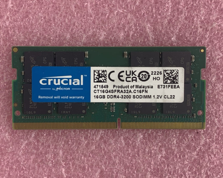 Crucial CT16G4SFRA32A.C16FN 16 GB DDR4-3200 SO-DIMM Laptop Ram Memory