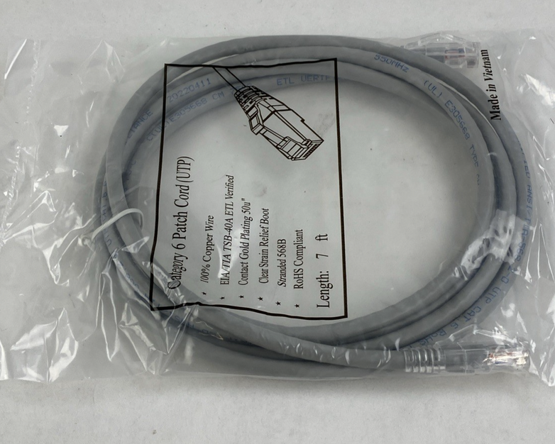 Category 6 Patch Cord (UTP) 7FT 550MHz (Lot of 5)