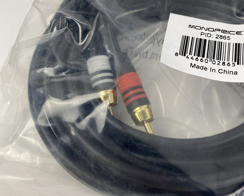 Monoprice 2865 12' 22G Dual Male RCA Plug CBL 2-RCA Plug - Lot of 2