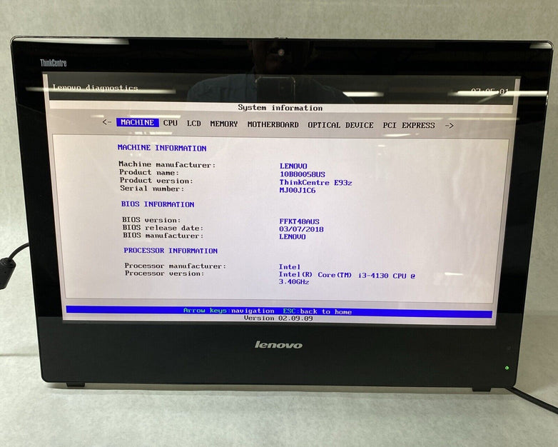 Lenovo ThinkCentre E93z AIO Intel Core i3-4130 3.40GHz 8GB RAM No HDD No OS
