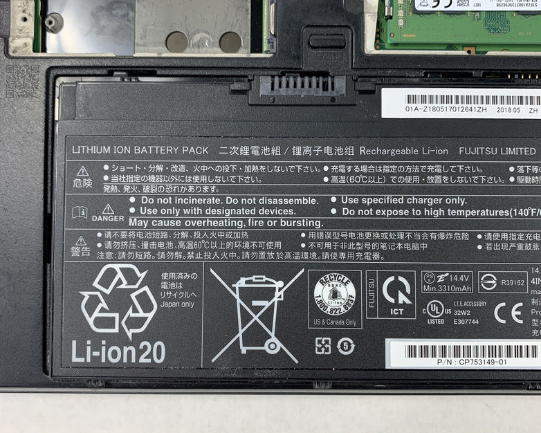Fujitsu Lifebook T938 13.3" Laptop i5-8250U 1.6 GHz 8 GB Ram No OS No HDD No AC