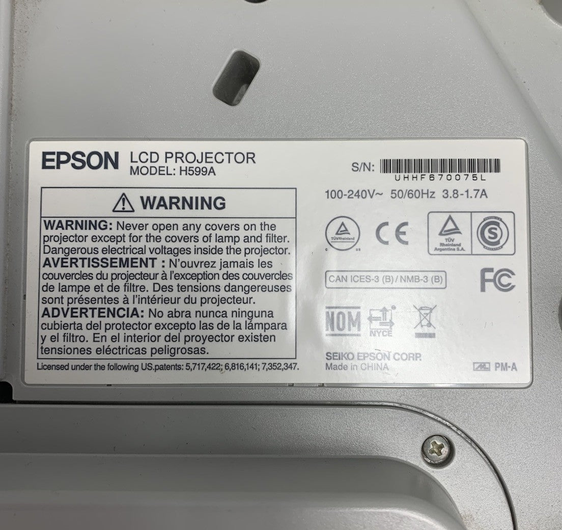 Epson H599A BrightLink 595Wi LCD Lamp Projector 565 Lamp Hours No Remote7