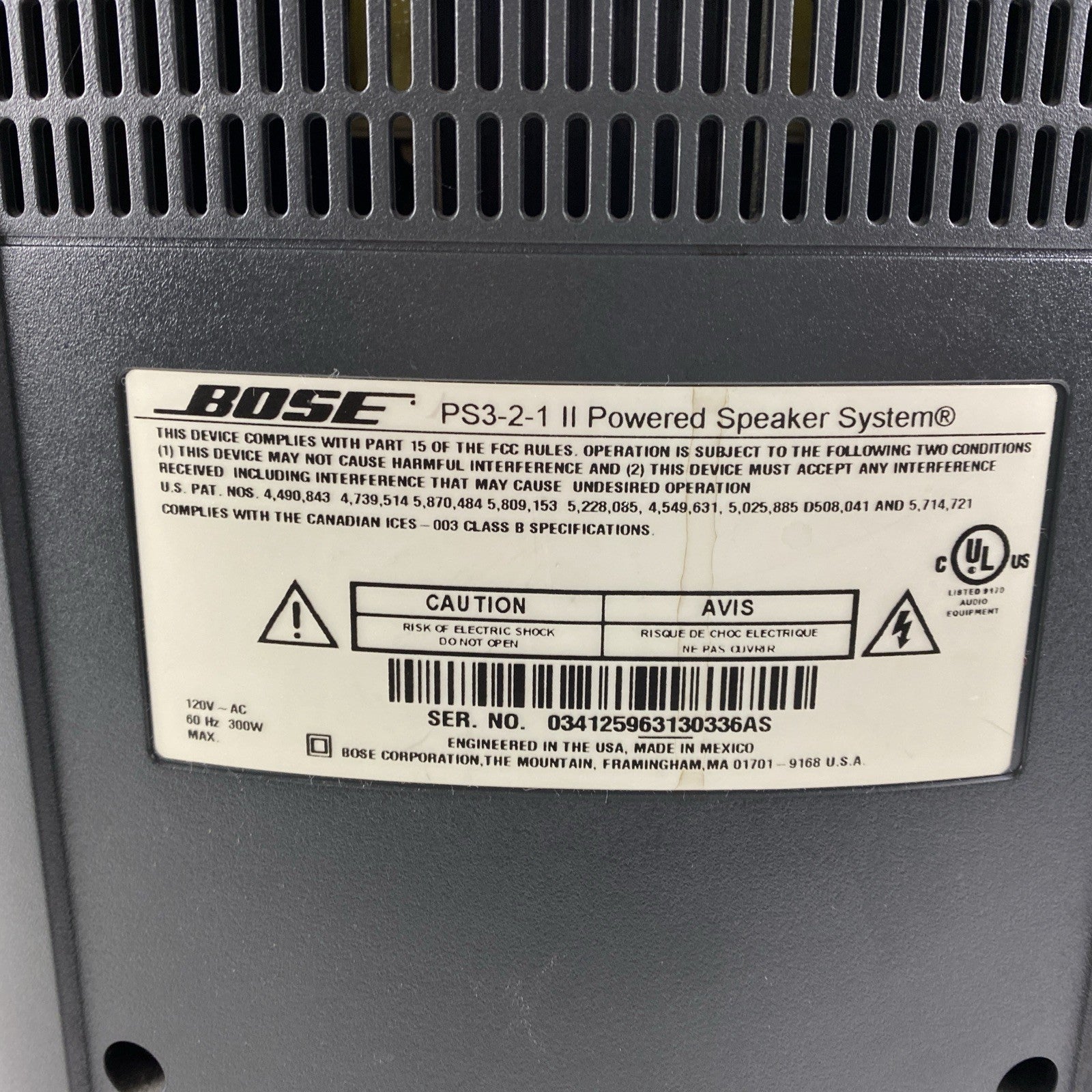 Bose PS3-2-1 II Powered Speaker System No Cables Untested