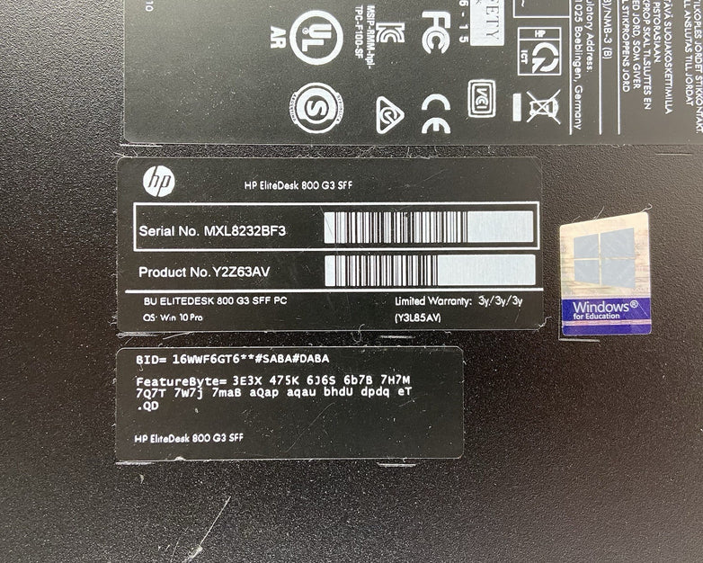 HP EliteDesk 800 G3 SFF Intel Core i5-7500 3.9GHz 8GB RAM No HDD No OS