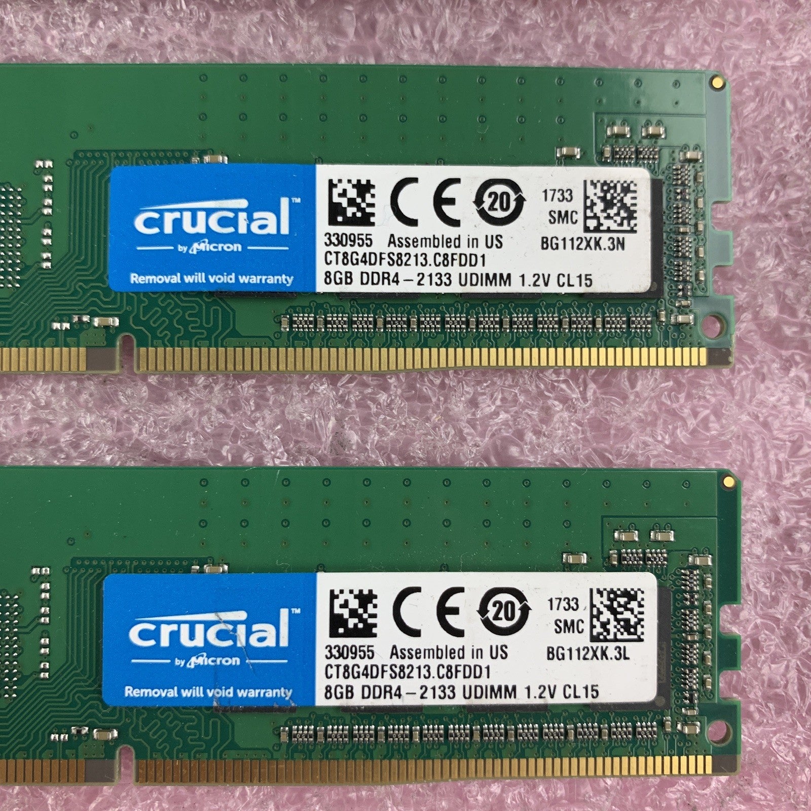Crucial CT8G4DFS8213.C8FDD1 8 GB DDR4 Ram Memory2133 UDIMM 1.2V Lot of 8
