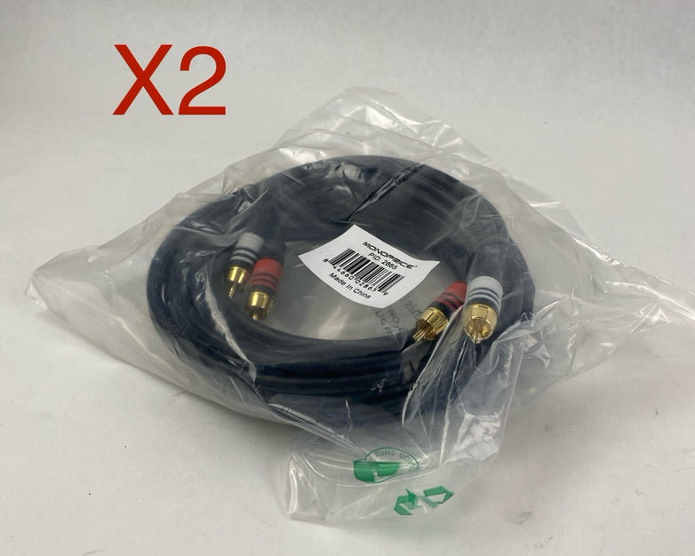 Monoprice 2865 12' 22G Dual Male RCA Plug CBL 2-RCA Plug - Lot of 2