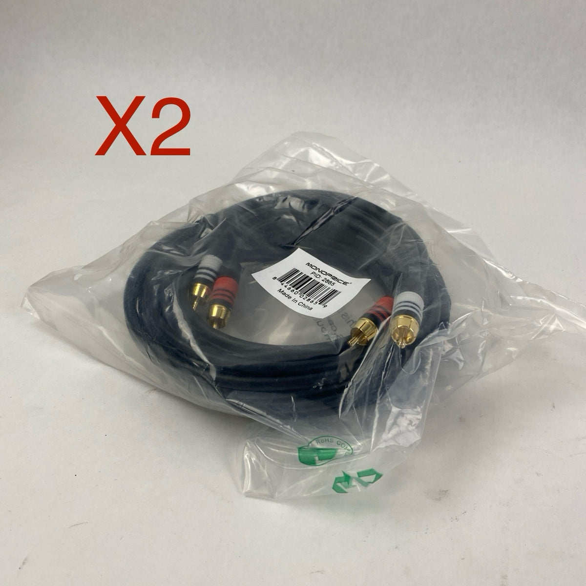 Monoprice 2865 12' 22G Dual Male RCA Plug CBL 2-RCA Plug - Lot of 20