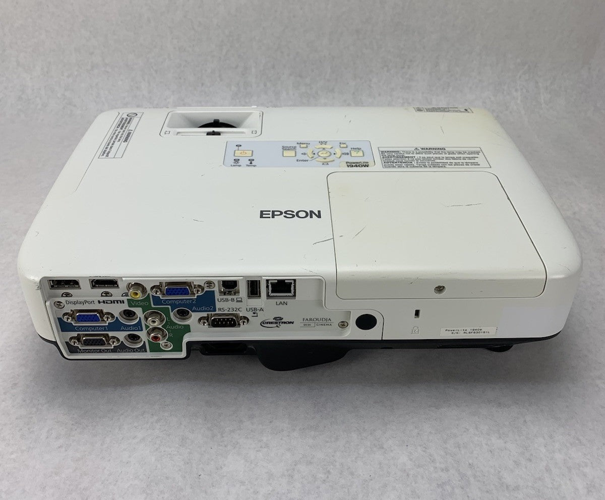 Epson PowerLite 1940W H474A LCD Lamp Projector 2703 Hours - No Remote3