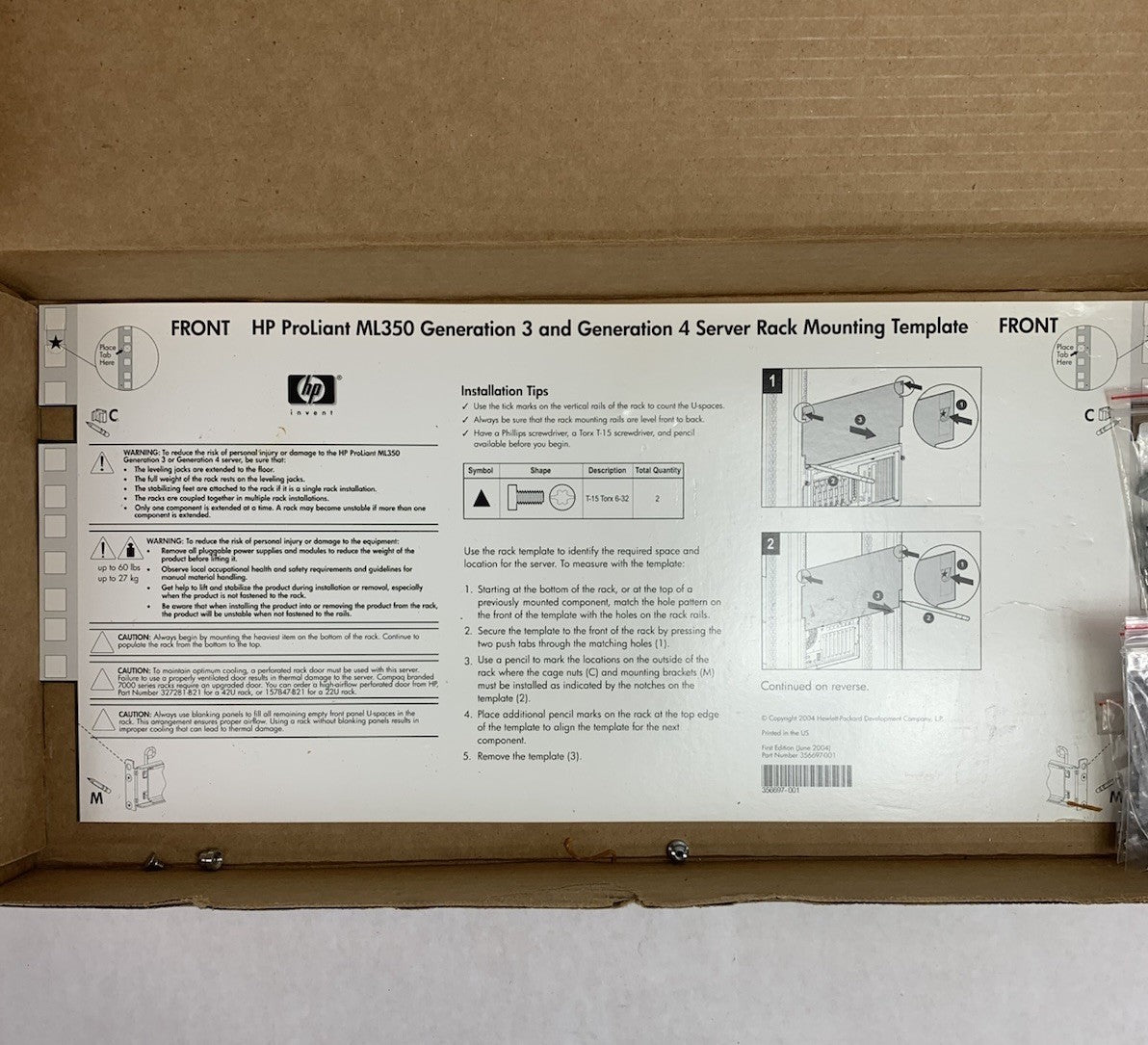 APC 355852-001 Server Bracket Kit for HP ProLiant ML350 Generations 3 and 4