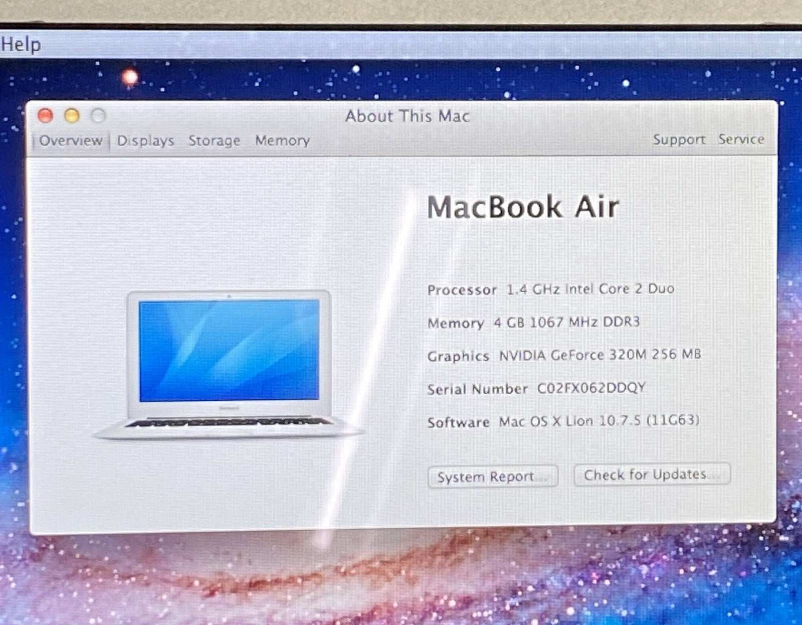 Apple MacBook Air A1370 2010 11" 1.4GHz Core 2 Duo 4GB RAM 60GB SSD os10.7.5
