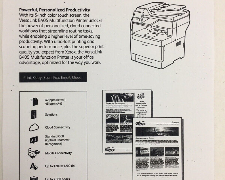 Xerox VersaLink B405 (D-A271) B&W All-in-one Printer Tested Works Error 016-426