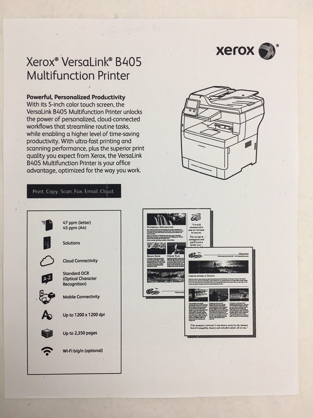 Xerox VersaLink B405 (D-A271) B&W All-in-one Printer Tested Works Error 016-426