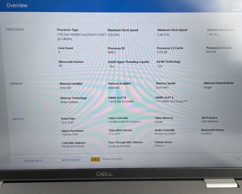 Dell Latitude 5520 15.6" i5-1135G7 2.40GHz 8GB RAM No SSD/OS/Batt - Missing Keys