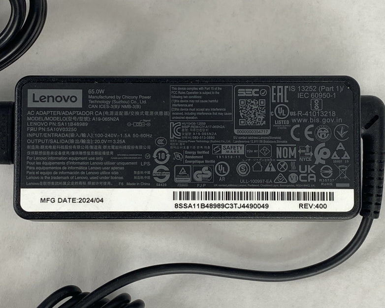 Lenovo A19-065N2A 65W 20V 3.25A Yellow Square Tip Charger AC Adapter Lot of 6