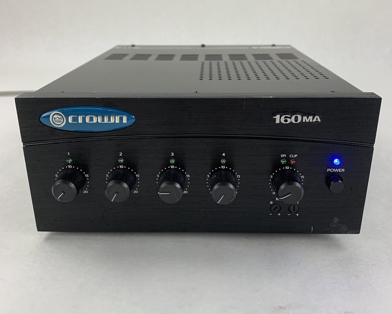 Crown 160MA Commercial Mixer Amplifier 4 Input 60W Ohm 1-2 Power Tested